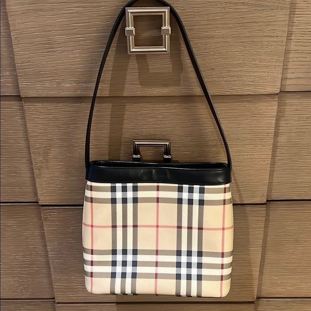 Burberry Cream and Black Shoulder Bag with Iconic Check